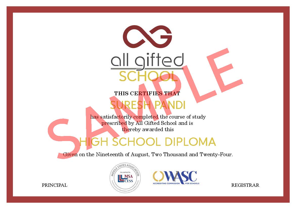 Sample All Gifted School Diploma